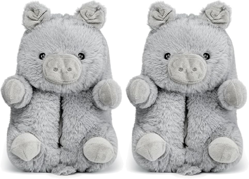 Grey Fluffy Teddy Bear Slippers – Plush Warm Indoor Footwear
