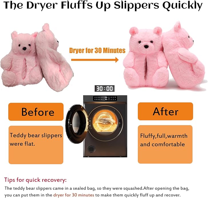 Yellow Fluffy Teddy Bear Slippers – Warm Plush Indoor Home Shoes