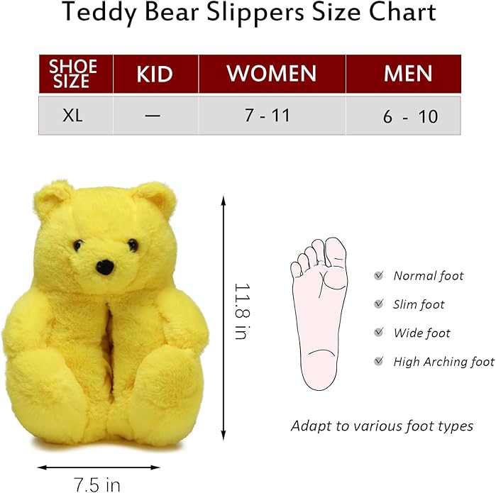 Yellow Fluffy Teddy Bear Slippers – Warm Plush Indoor Home Shoes